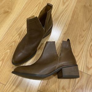 Diba Brown Leather Ankle Booties